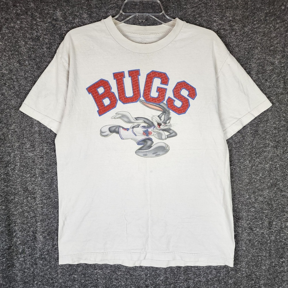 Space Jam T-Shirt Mens L Bugs Bunny Graphic White 90s Basketball Warner Bros